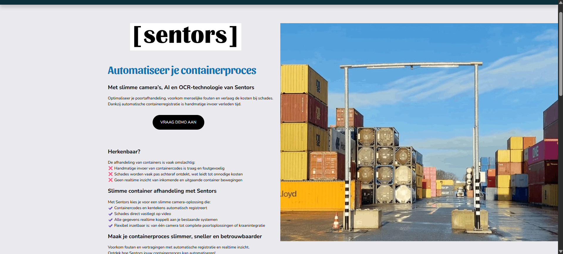 Sentors website screenshot